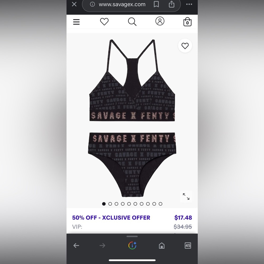 Savage x fenty sport bra and panty/shorts set
